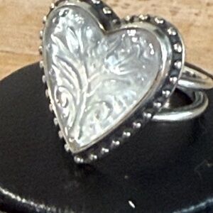 Sterling Silver James Avery Sculpted Hearts & Tulips White Gemstone Retired Ring